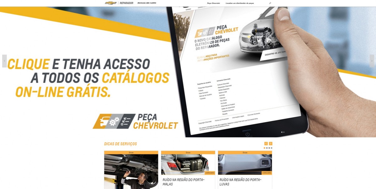 Chevrolet estende venda online de peças para todo o País