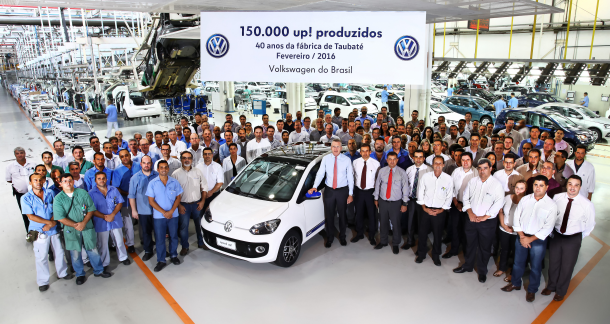 Fábrica da Volkswagen do Brasil em Taubaté celebra 150 mil up! produzidos