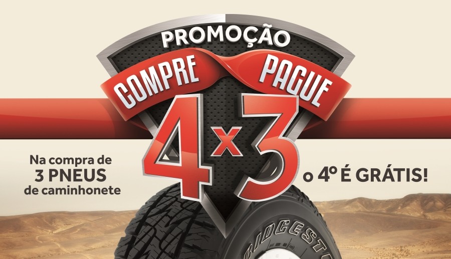 Bridgestone lança promoção Compre 4 e Pague 3