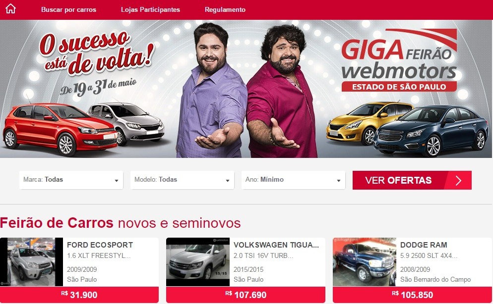 Feirão online da Webmotors reúne mais de 30 mil ofertas em São Paulo