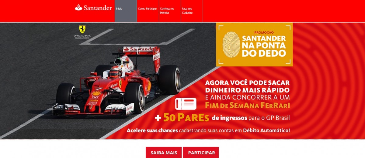 Santander premiará dois clientes com um “Fim de Semana Ferrari”