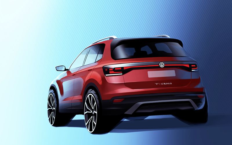 Derivado do Polo, Volkswagen T-Cross tem imagem da traseira revelada