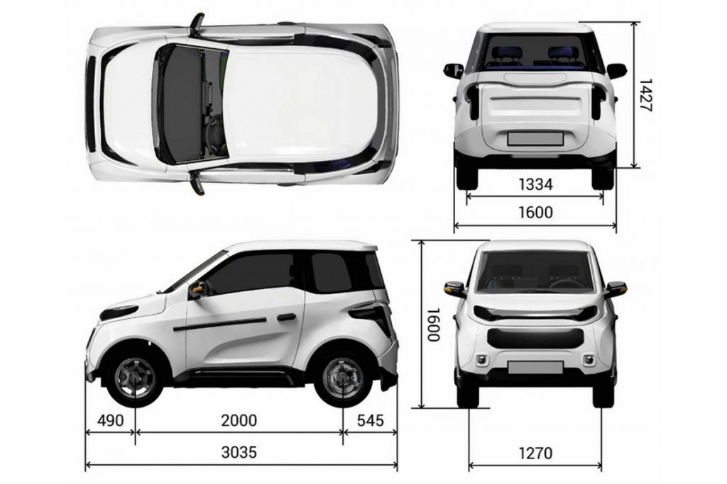 O carro elétrico Zetta tem proporções reduzidas