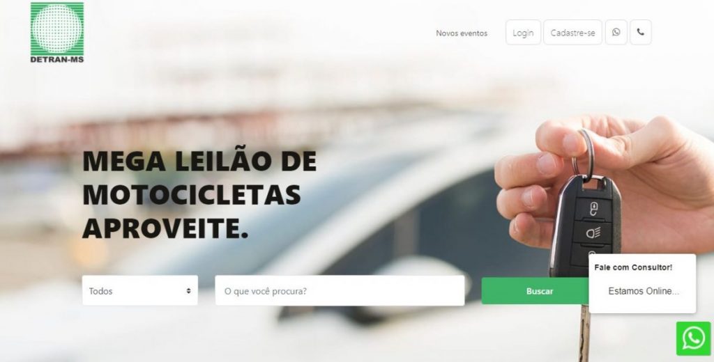 Atualmente o Detran-MS possui três leilões em abertos que podem ser consultados através da página oficial do Detran-MS, clicando aqui.