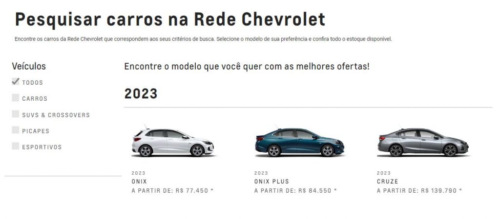 Chevrolet lança nova plataforma de marketplace