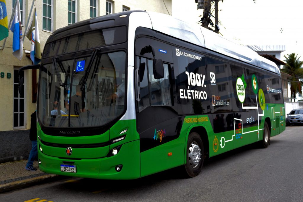 O ônibus elétrico da Marcopolo iniciará testes no município de Angra dos Reis