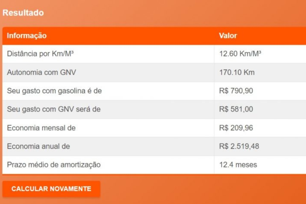 Calculadora do GNV (Imagem: Reprodução Garagem 360)