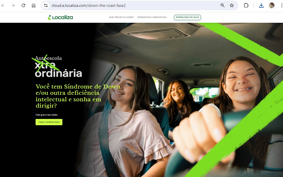 Site especializado em ajudar pessoas com síndrome de down a obter a CNH - Captura de tela