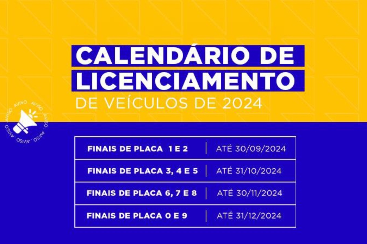 Calendário de licenciamento no RJ - Foto: divulgação