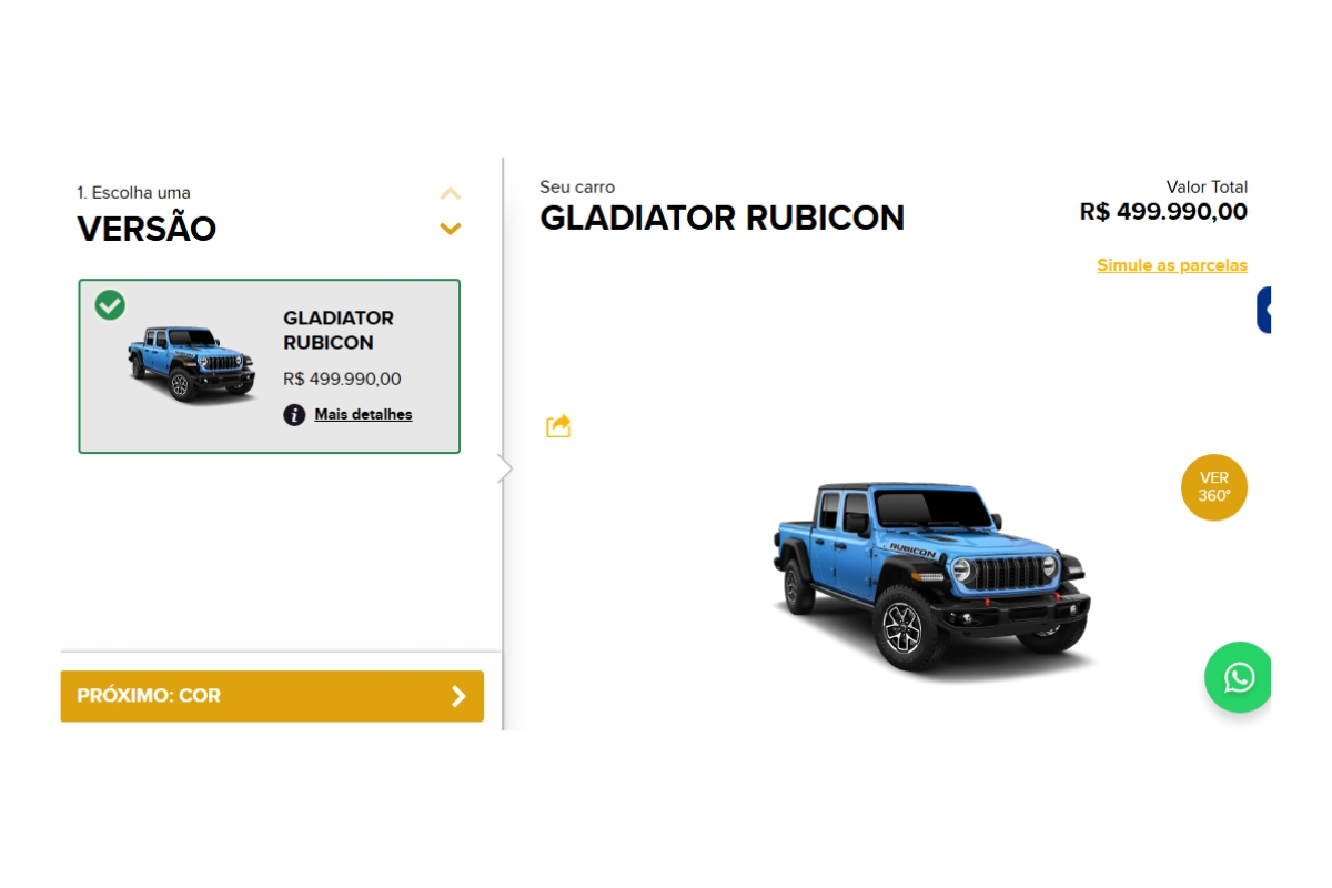 Anúncio do Jeep Gladiator disponível - Impressão: Garagem360