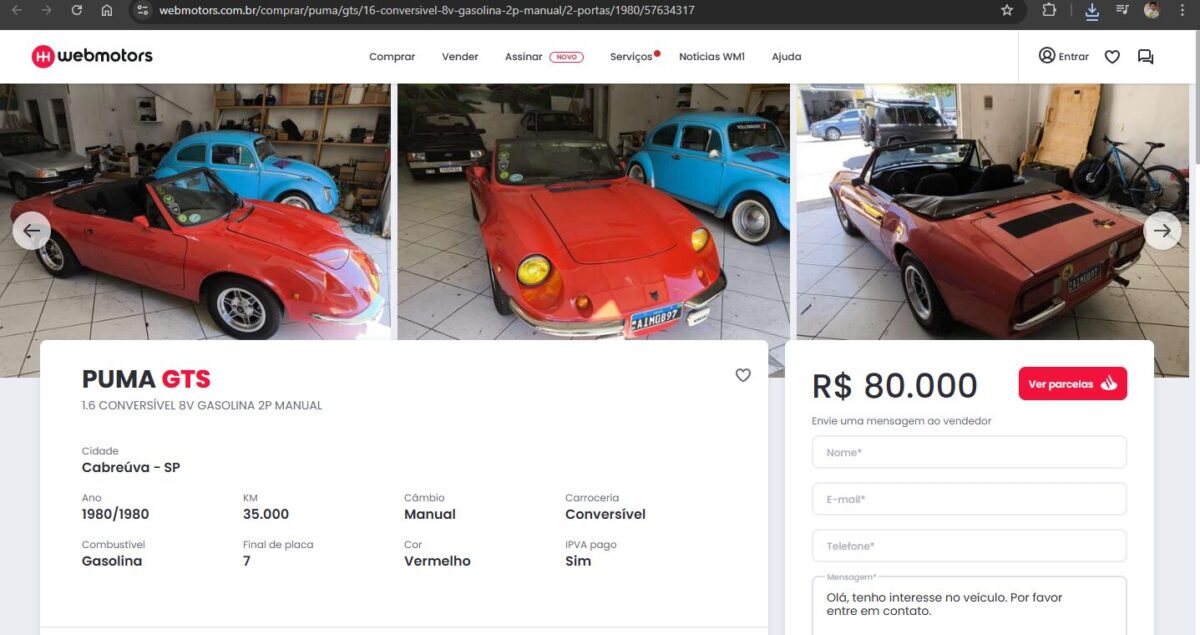 Puma GTS - Captura de tela/ Webmotors