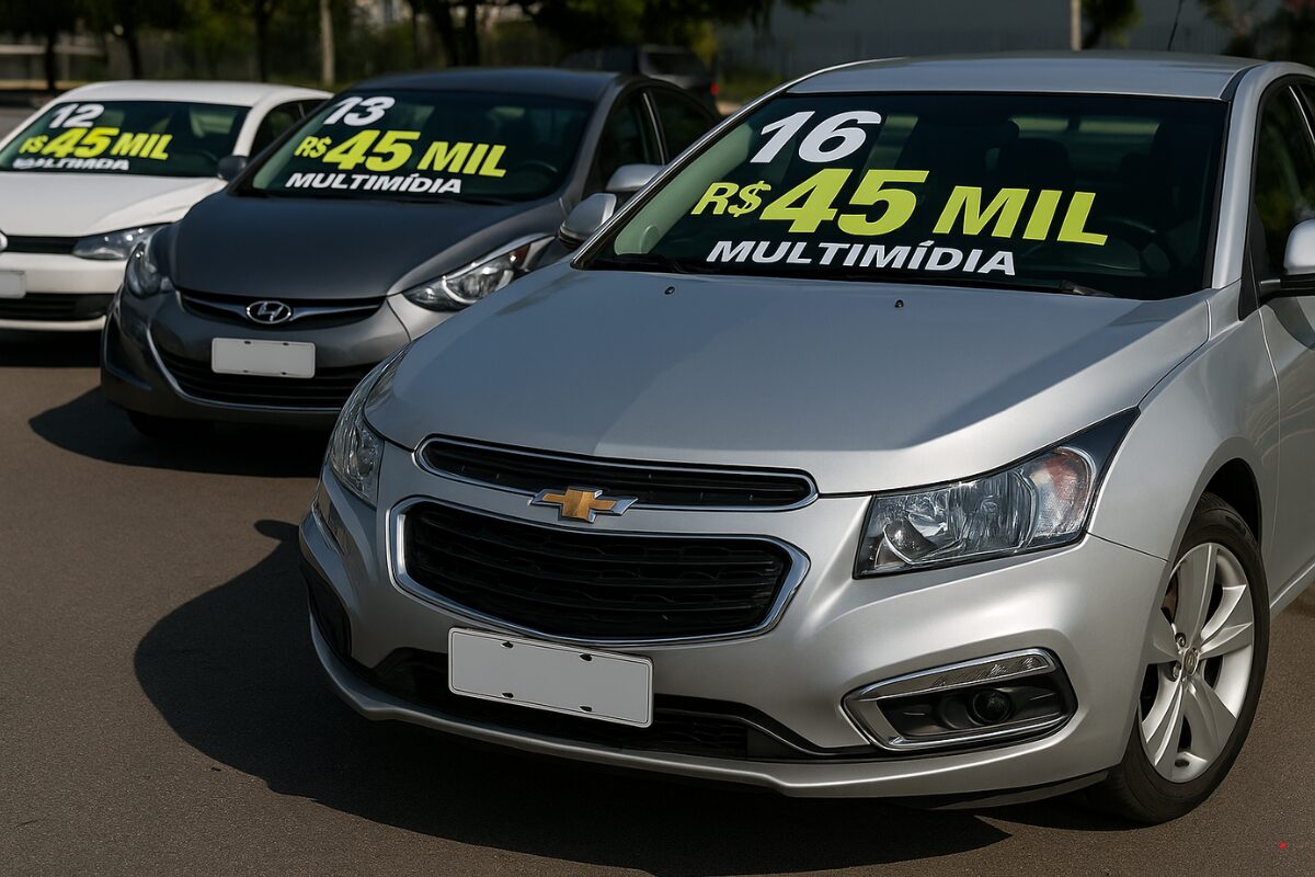 5 carros usados  com multimídia por menos de R$ 45 mil