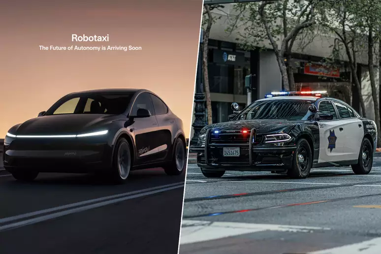 Robotáxi da Tesla freia bruscamente ao identificar a presença da polícia - Foto: Xataka