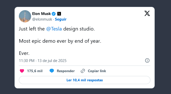 Elon Musk no Twitter - Captura de tela