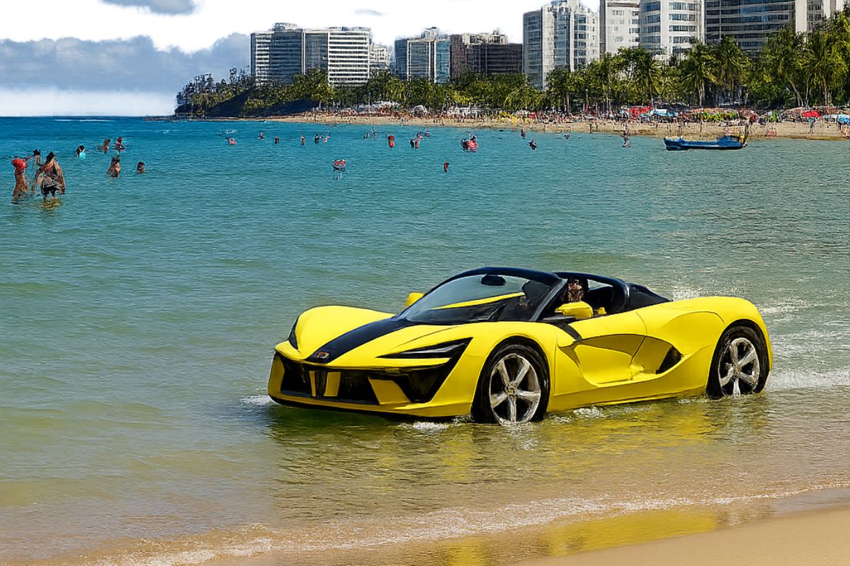 Carro aquático em Salvador? Modelo de luxo é flagrado na praia e viraliza; veja