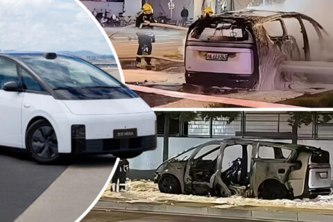 Carro elétrico entra em combustão instantânea e fica destruído em segundos