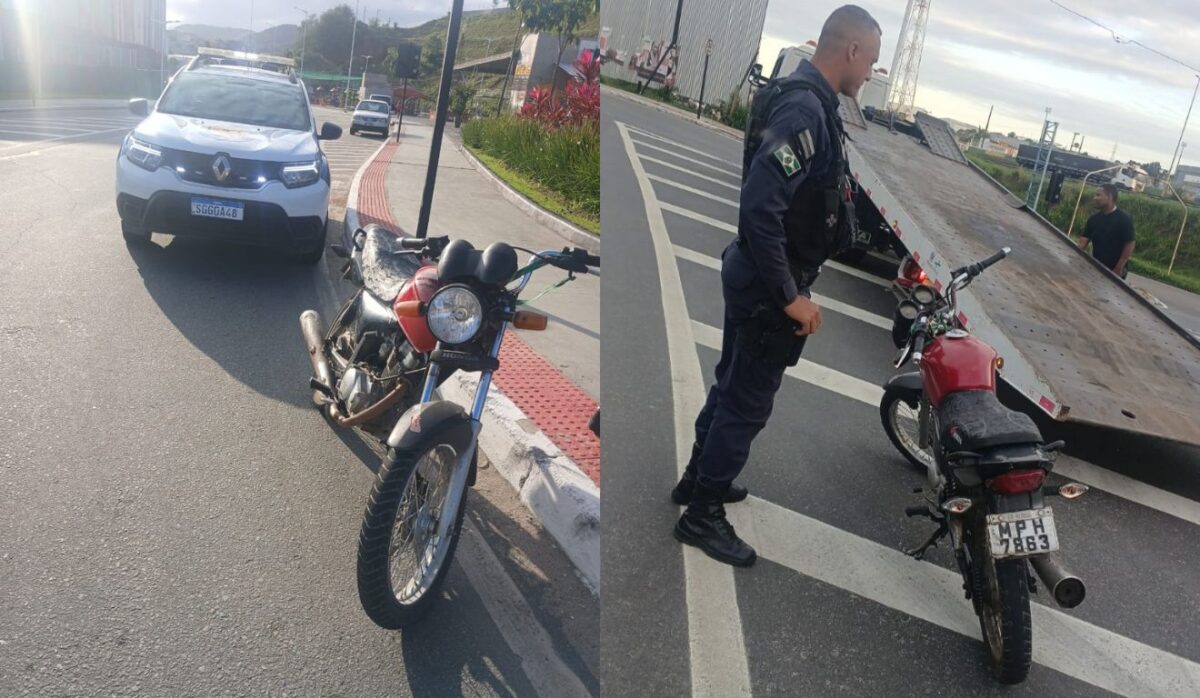 Débitos, falta de licenciamento e peças faltando: PM apreende moto com quase R$ 14 mil em dívidas