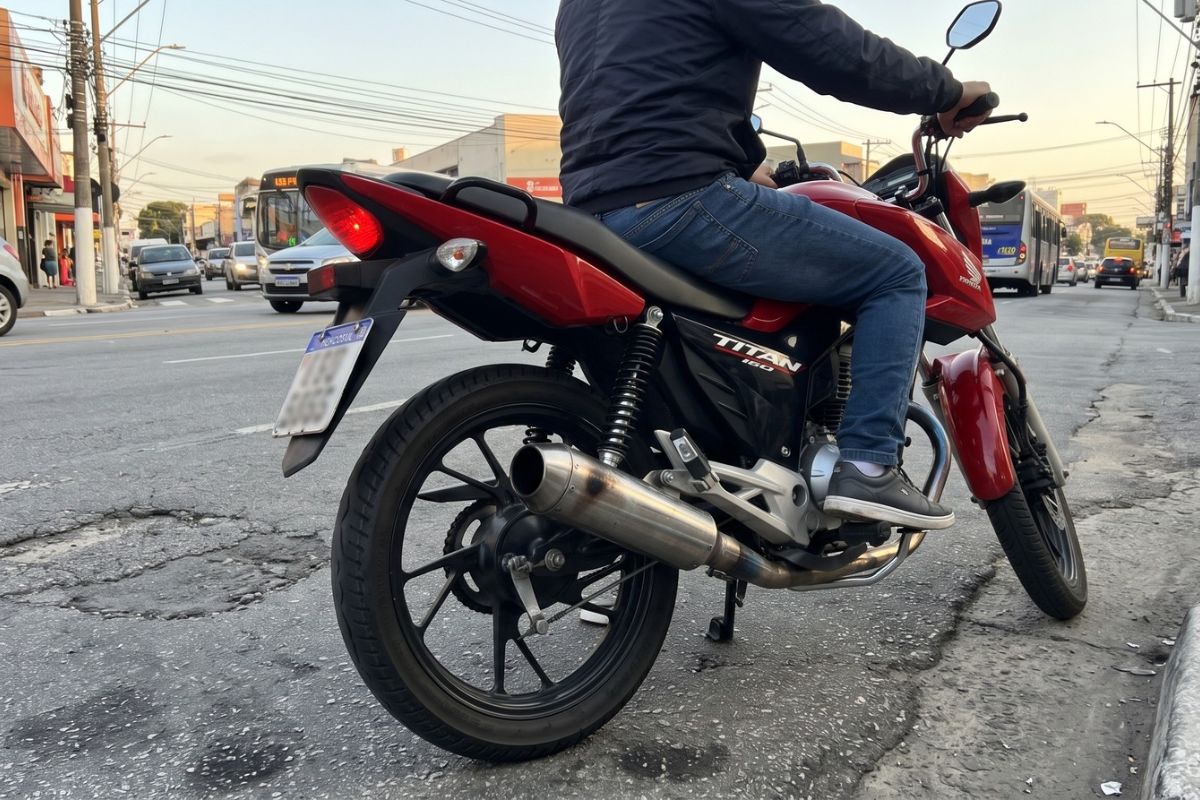 Moto com escapamento aberto