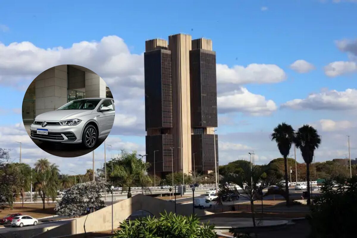 Banco central no fundo com um anexo de um VW Polo